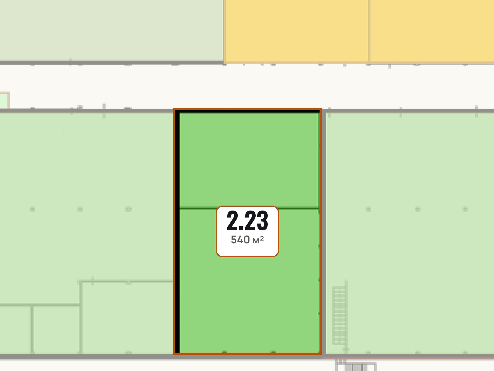 План блока 2.23, 540 м², на листе второго этажа