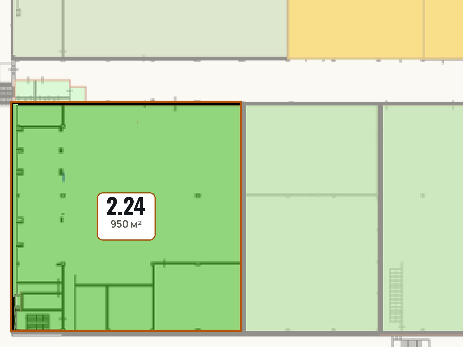 План блока 2.24, 950 м², на листе второго этажа